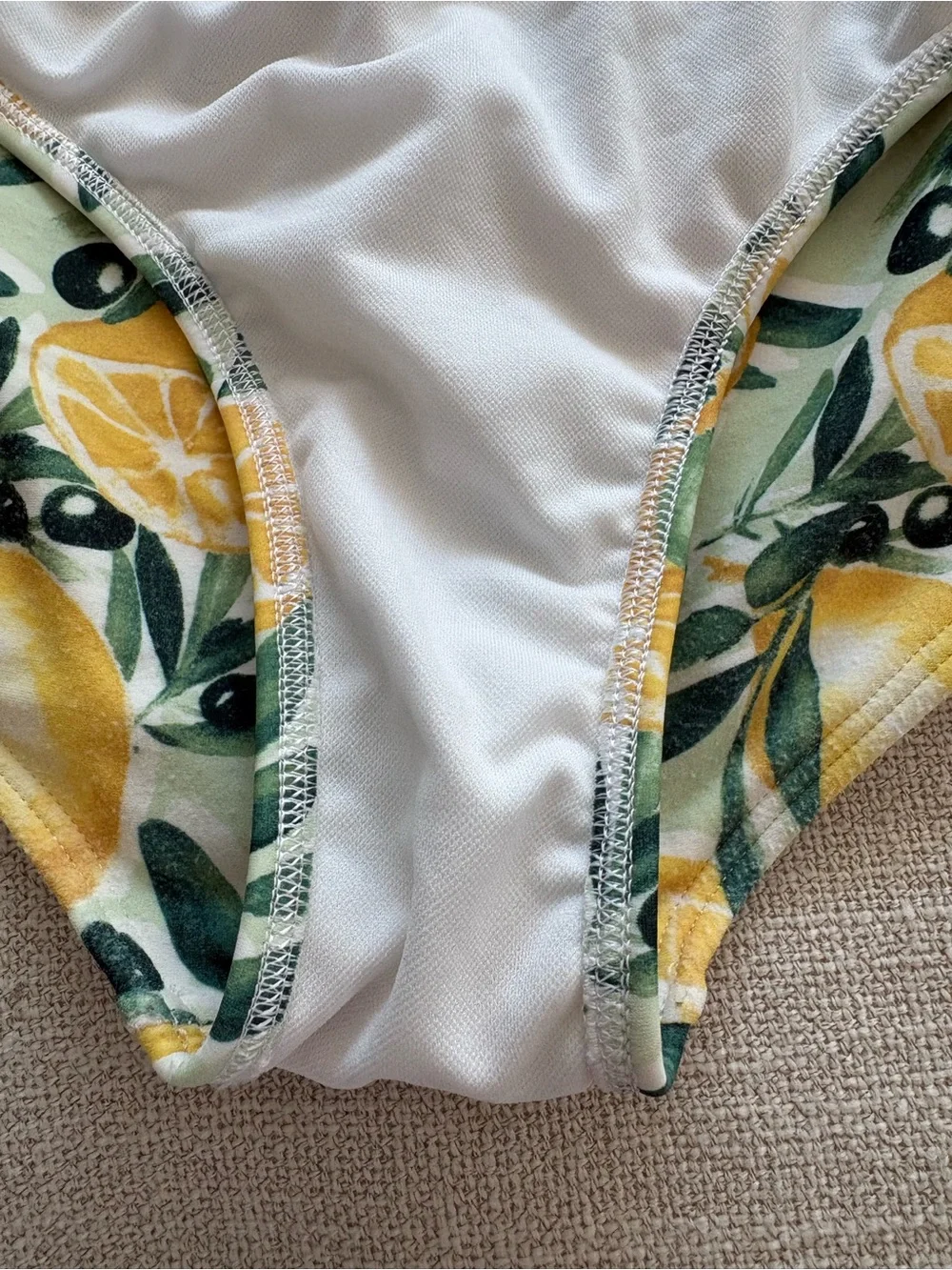 abercrombie kids White Bikini Top with Yellow & Green Trim
